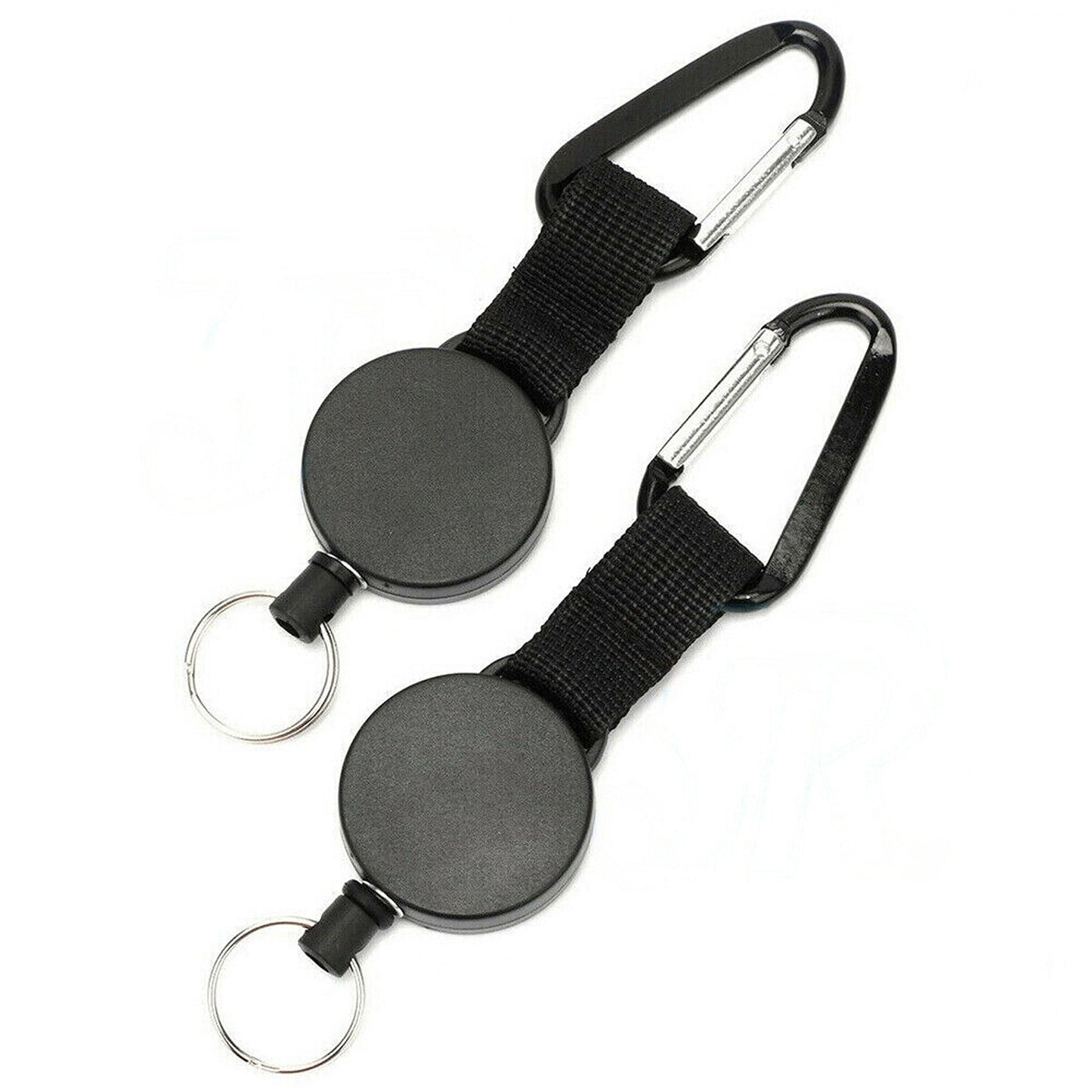 2pcs Stainless Steel Recoil Retractable Key Chain Heavy Duty Pull Ring