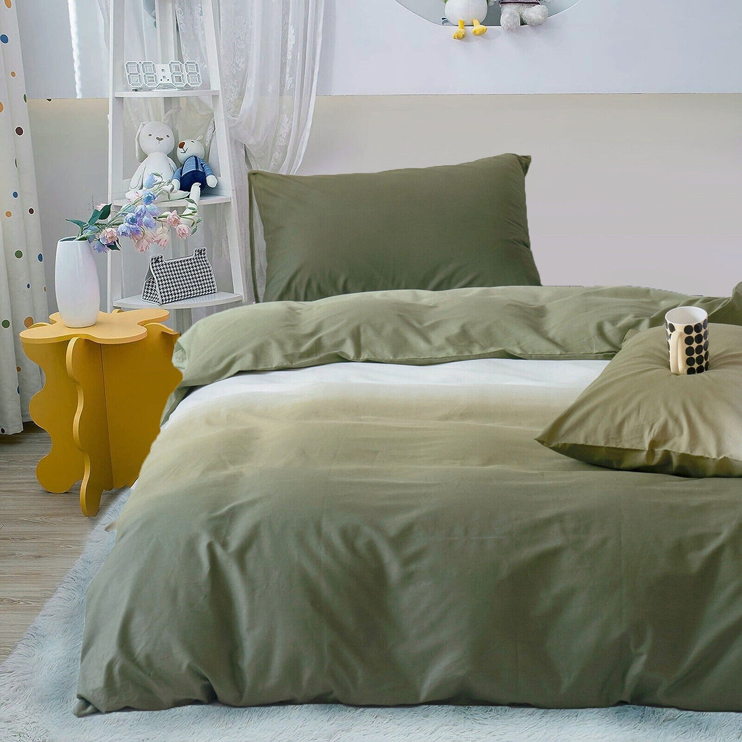 Gradient Brown Quilt Duvet Cover Set Bedding for Queen King Size
