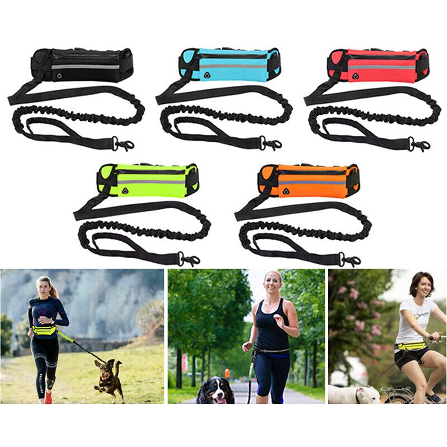 Hands-Free Dog Leash with Adjustable Waist Belt for Jogging
