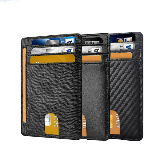 Flip Leather Slim Wallet with RFID Blocking and Credit Card Holder
