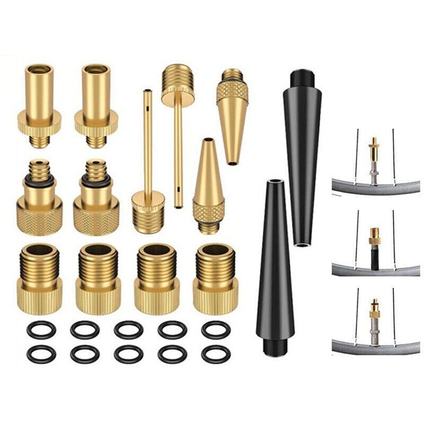 26pcs Bicycle Air Pump Adapter Set with Presta and Schrader Valve Needles