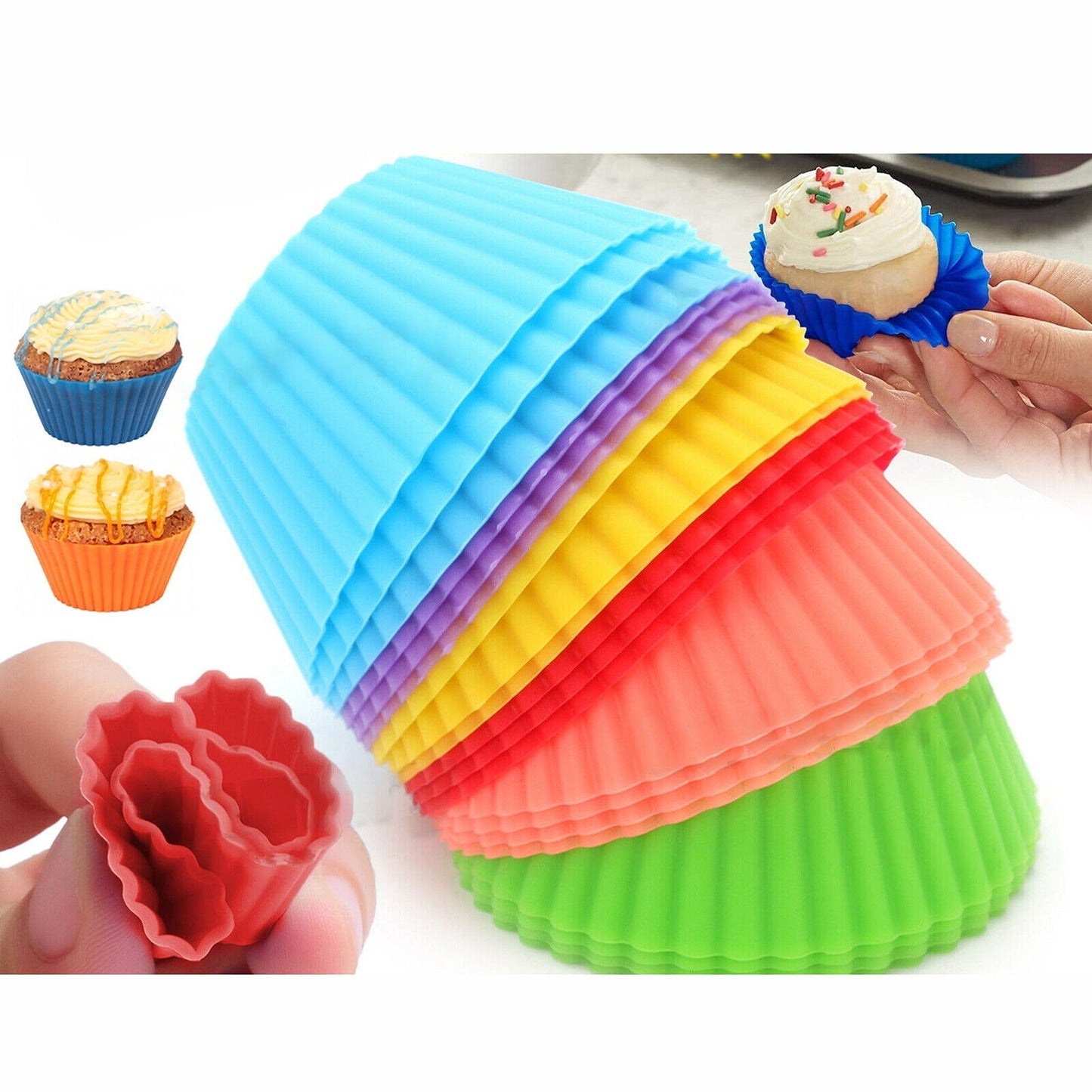20pcs Cupcake Silicone Baking Cases Round Muffin Molds DIY