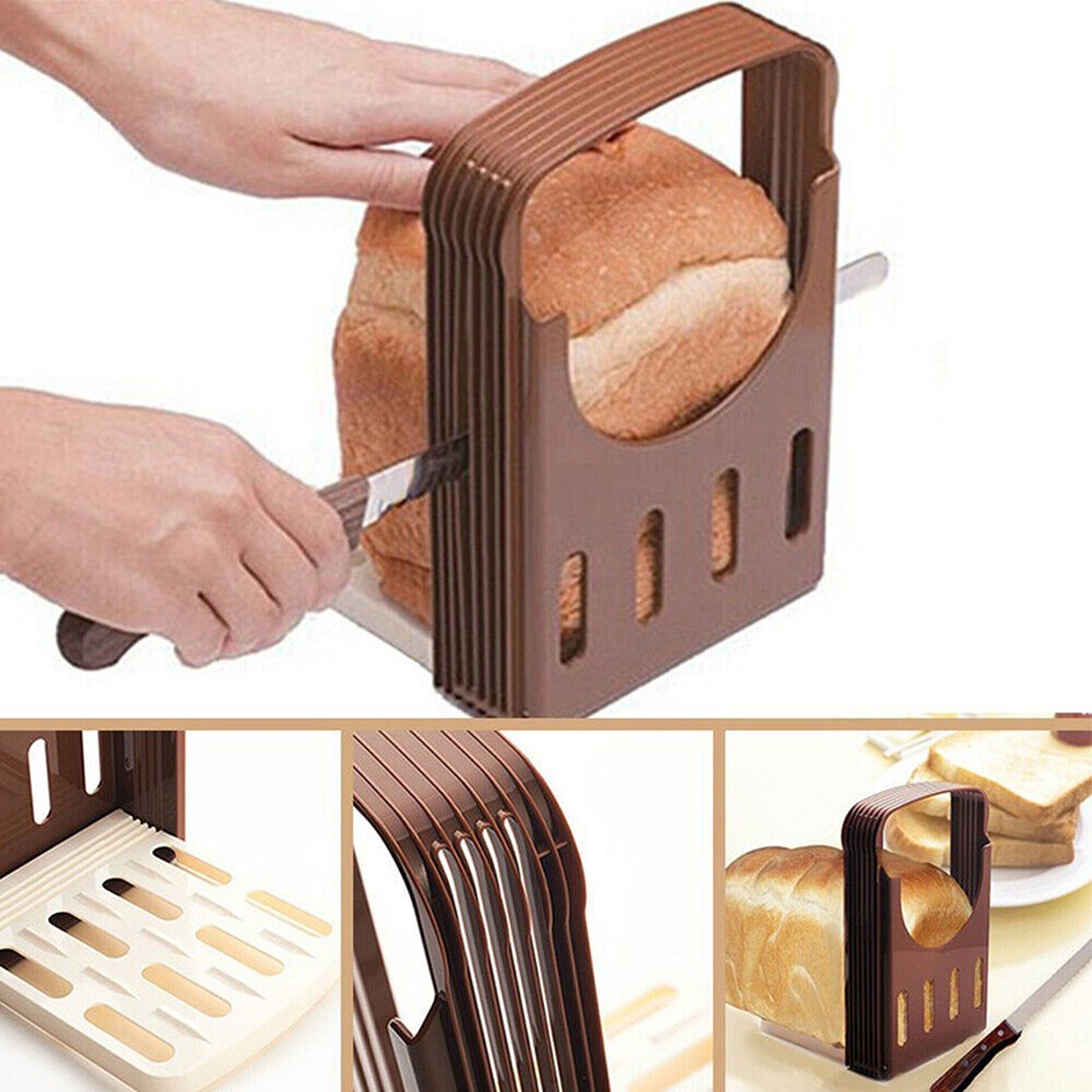 Foldable Bread Slicing Guide with Toast Cutter