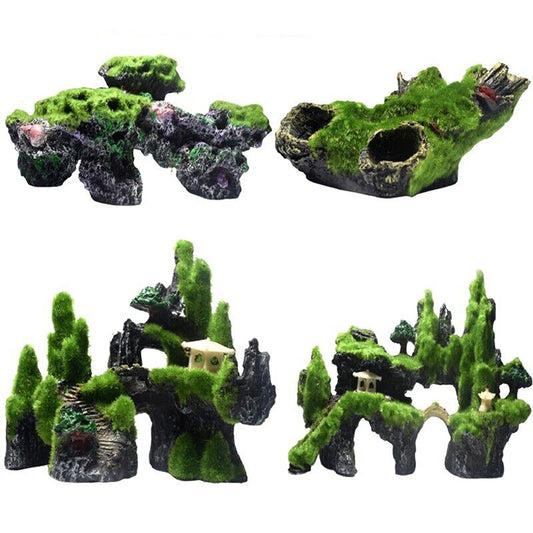 Resin Castle Mountain Rock Cave for Fish Tank Decoration