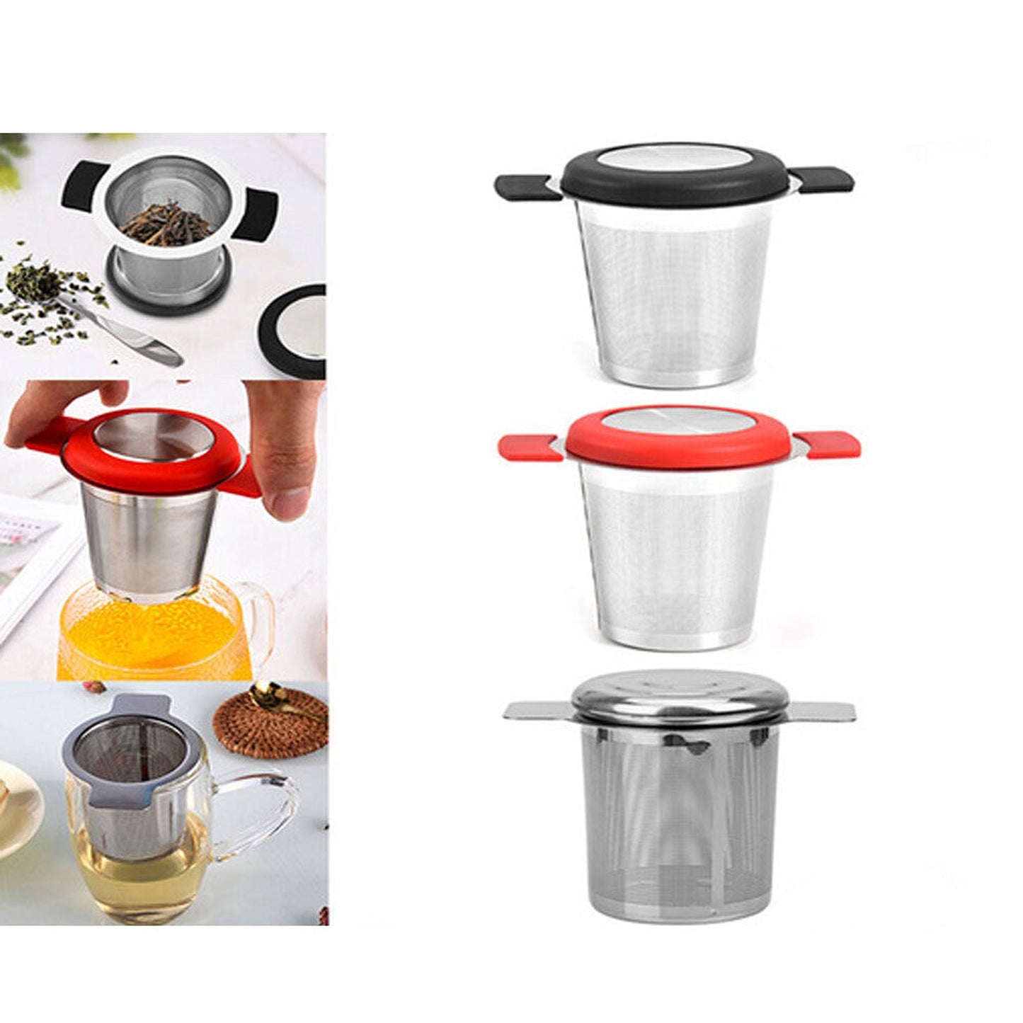 Tea Infuser Cup with Stainless Steel Mesh and Lid for Loose Leaf