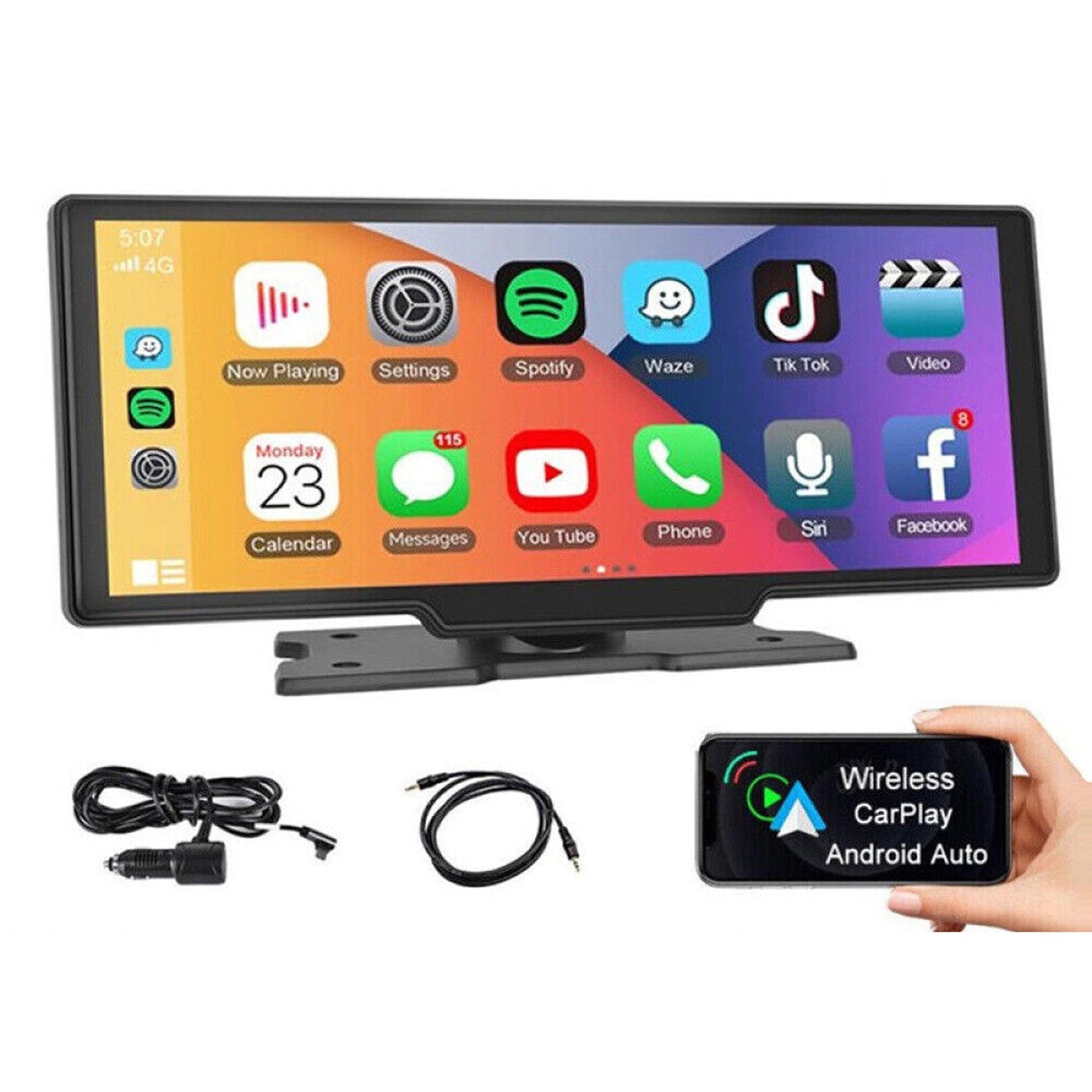 10.26in Touch Screen Car Stereo with Wireless Apple Carplay and Android Auto