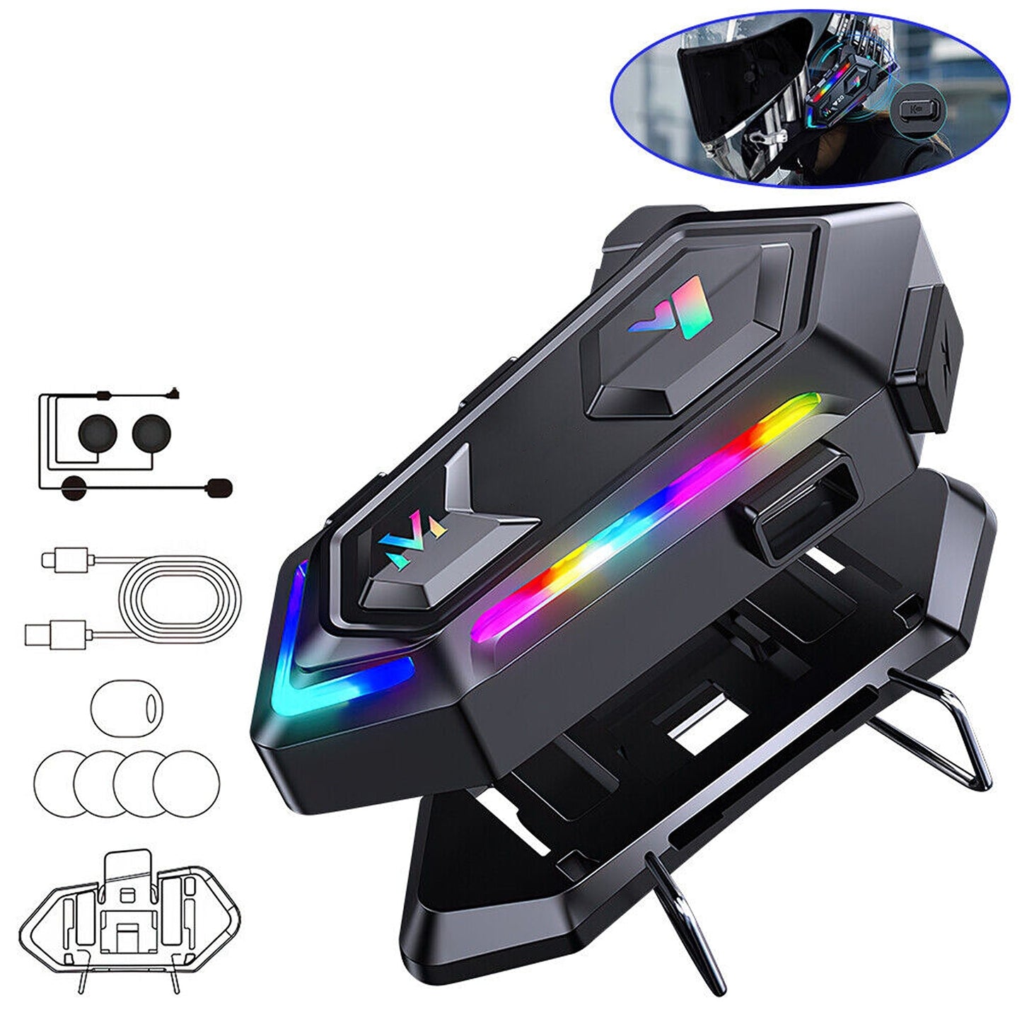 Wireless Bluetooth Motorcycle Helmet Headset Hands-Free Headphone Speaker