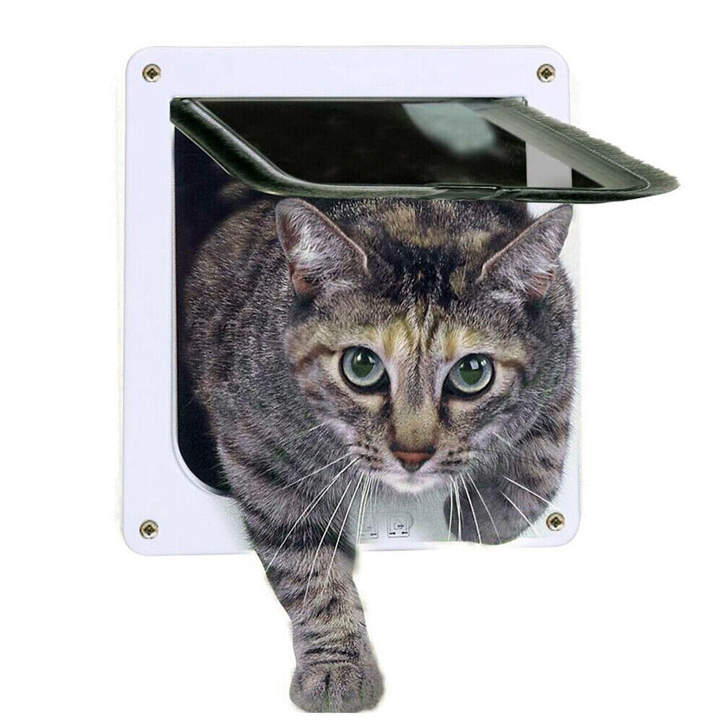 Lockable 4-Way Safe Pet Cat Dog Door with Brushy Flap Screen