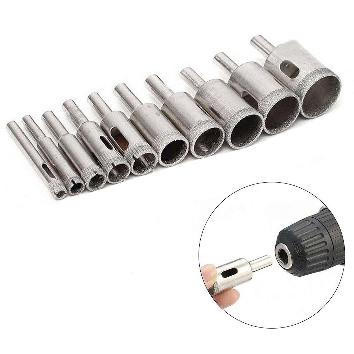 16pcs Glass Marble Tile Hole Saw Cutter Diamond Drill Bit Set