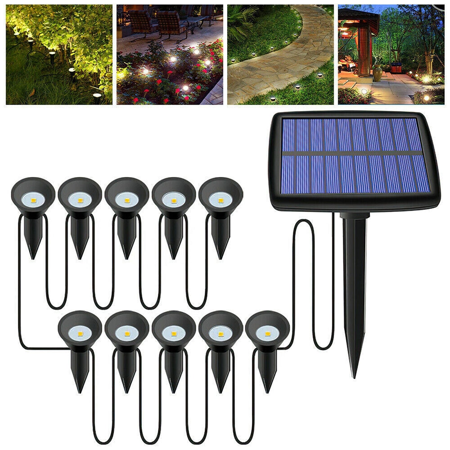 10 in 1 Solar Spot Light Outdoor Waterproof LED Garden Lawn Lights