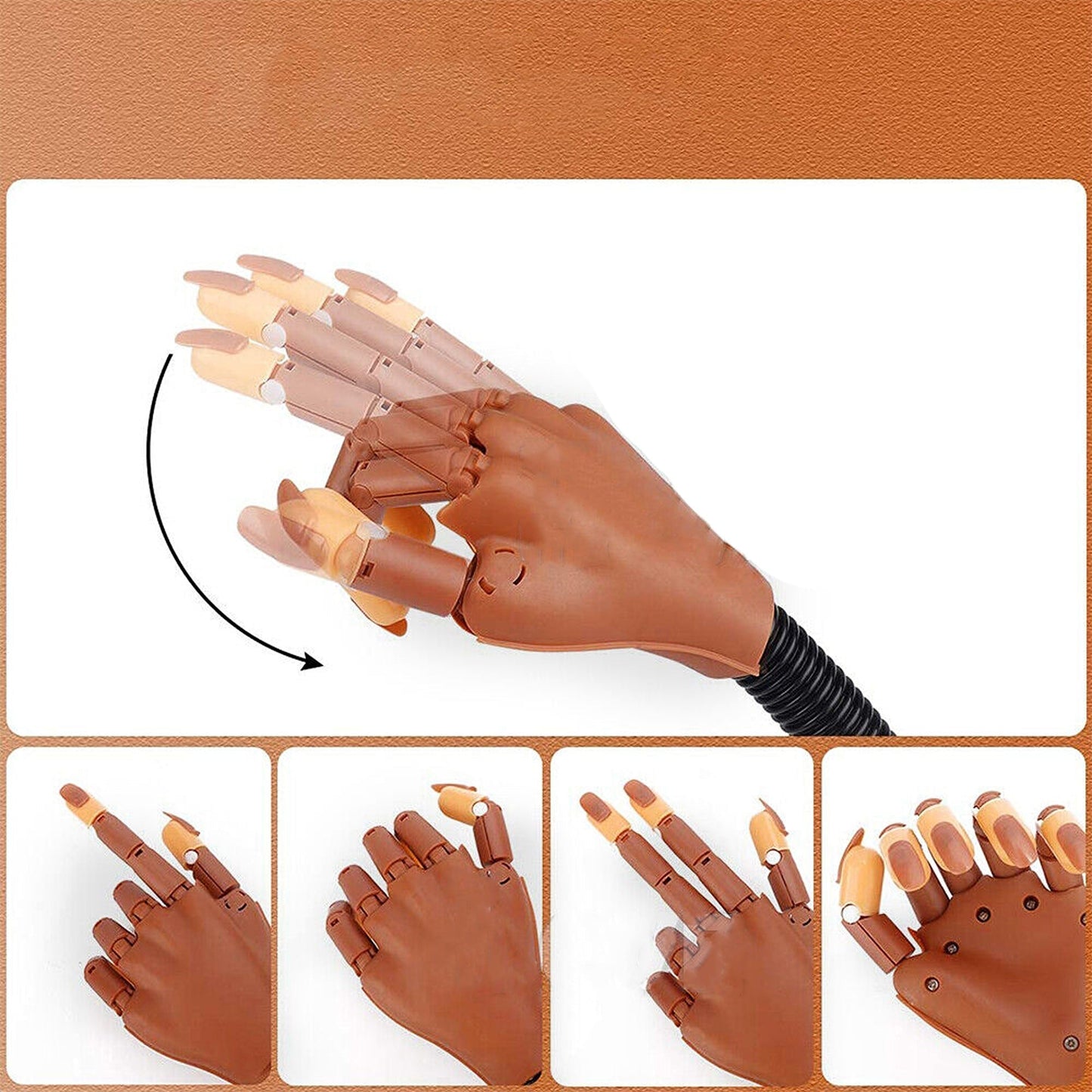 Nail Art Practice Hand with Flexible Fingers for Training and Display