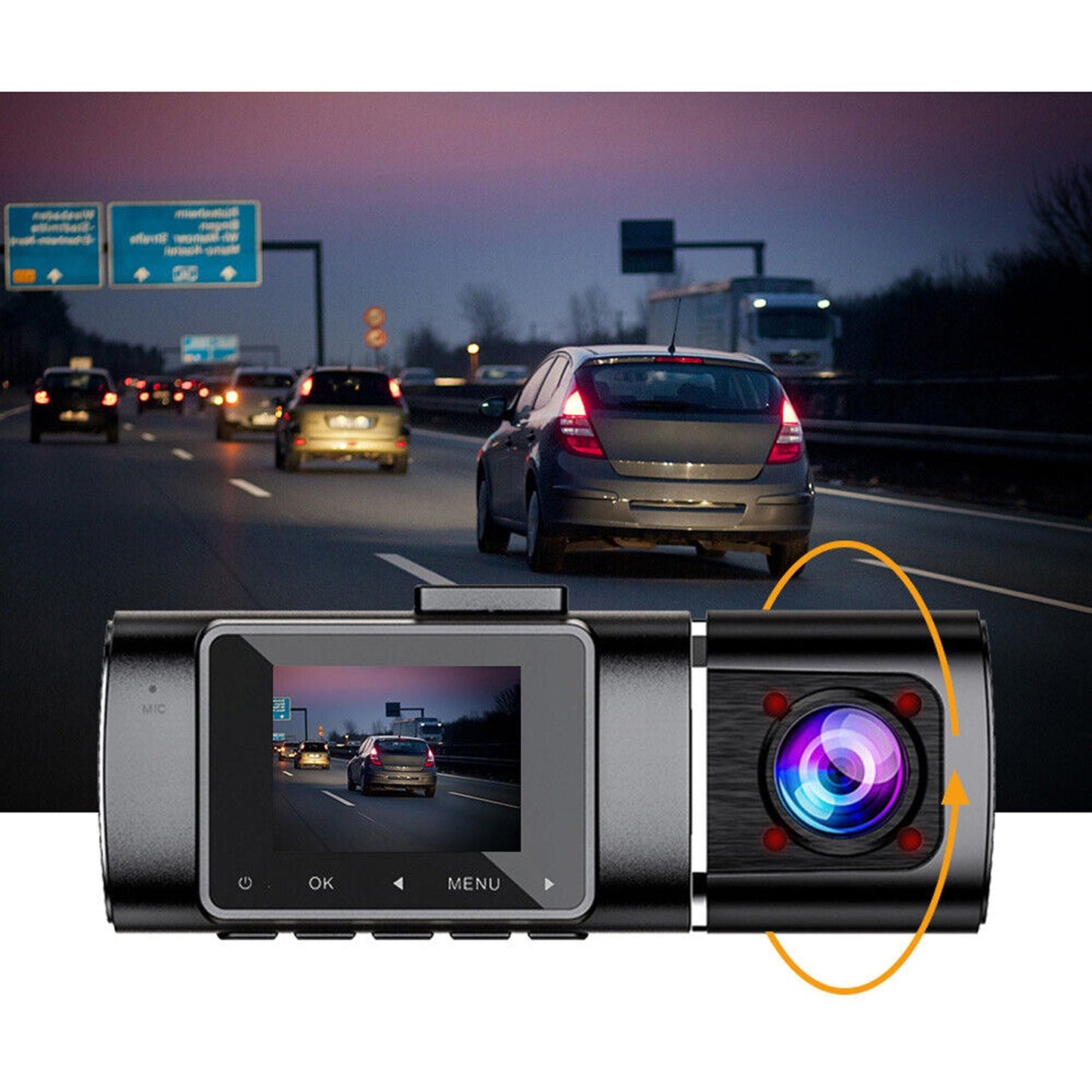 Dual HD Dash Cam with Night Vision for Uber Vehicles