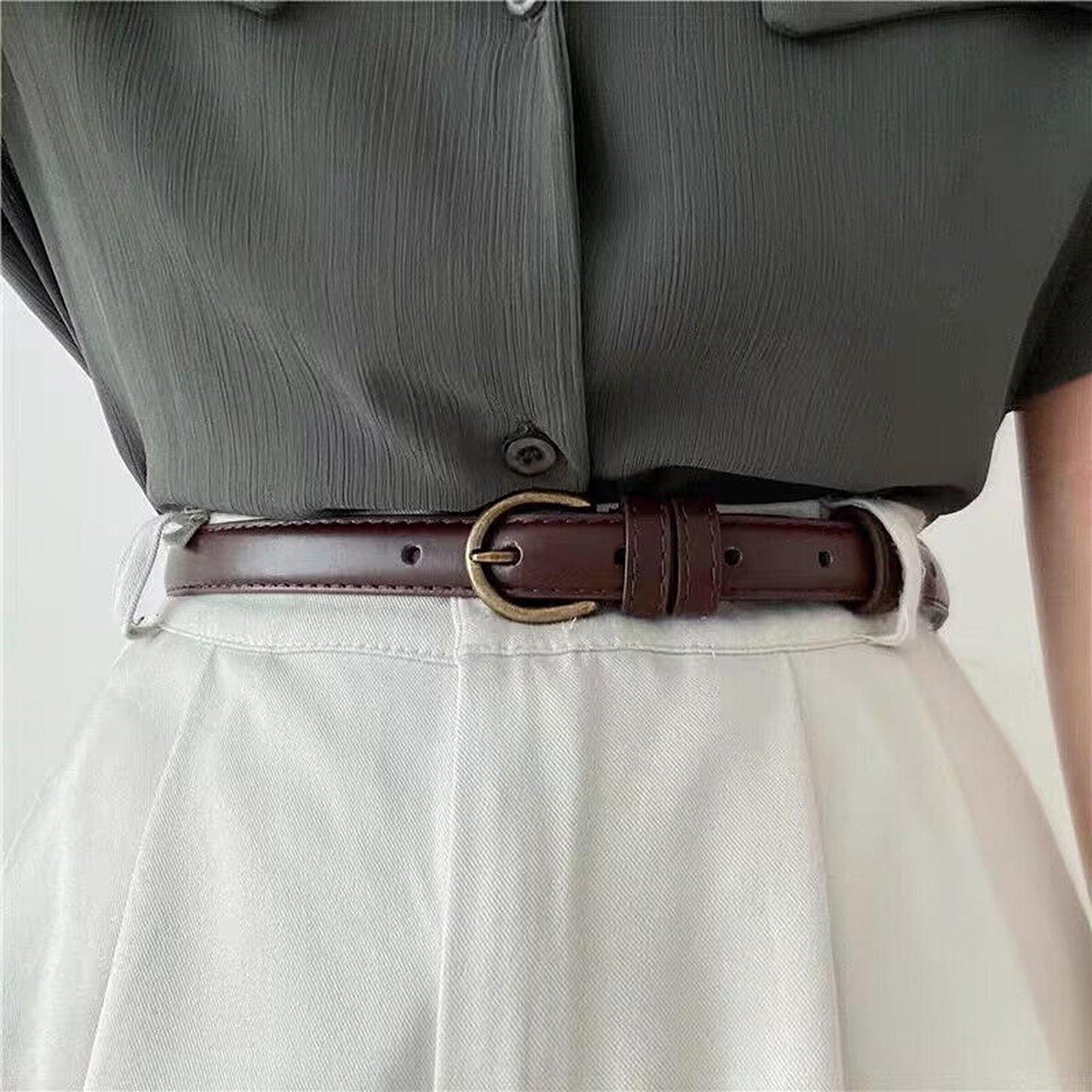 Women Decorative Thin PU Leather Belt for Jeans and Dresses