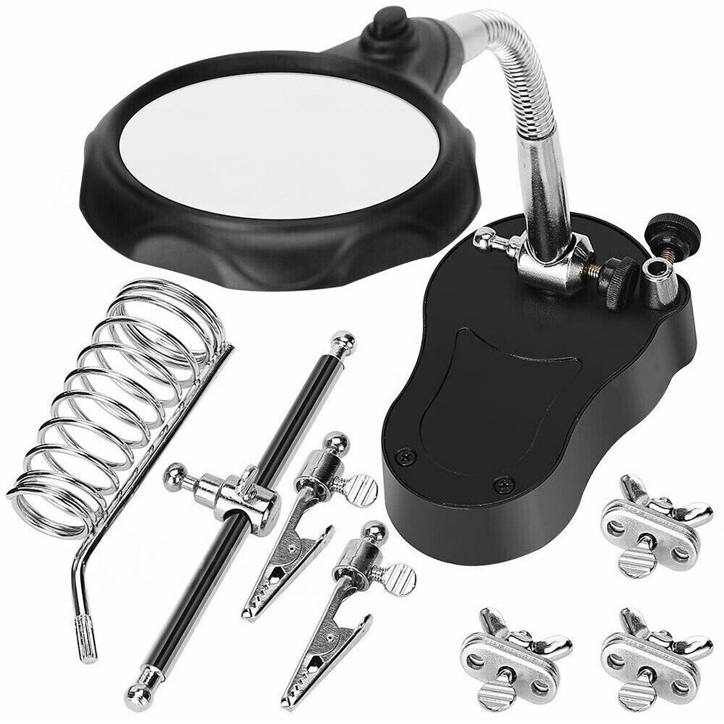 Helping Hand Soldering Iron Stand Holder Magnifier Third Hand Station with LED
