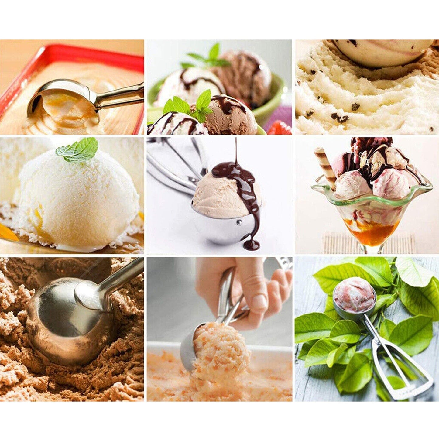 Ice Cream Scoop Set Stainless Steel Spoon Baller 3 Sizes