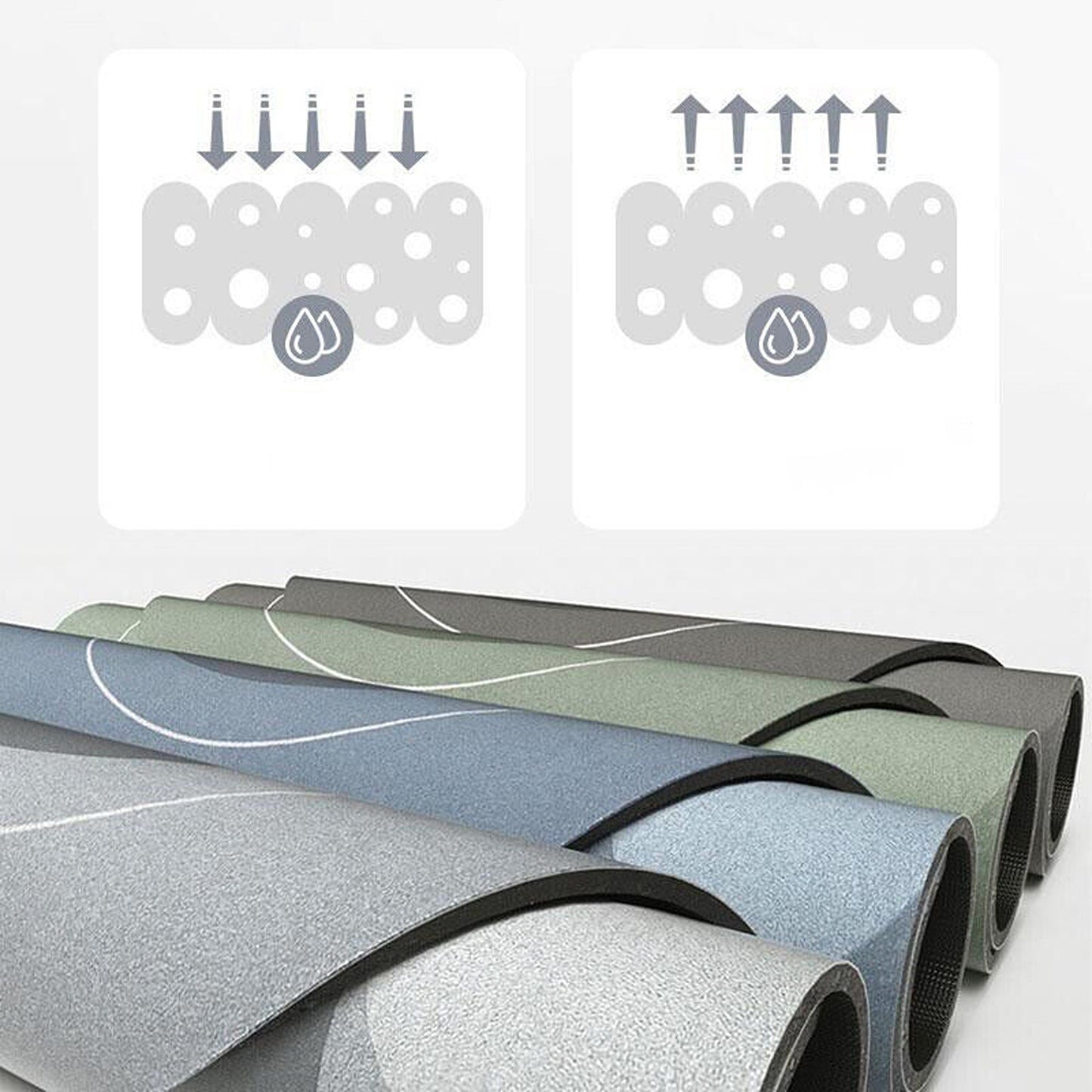 Grey Diatom Mud Non-Slip Floor Mat Bathroom Shower Kitchen Carpet Rug