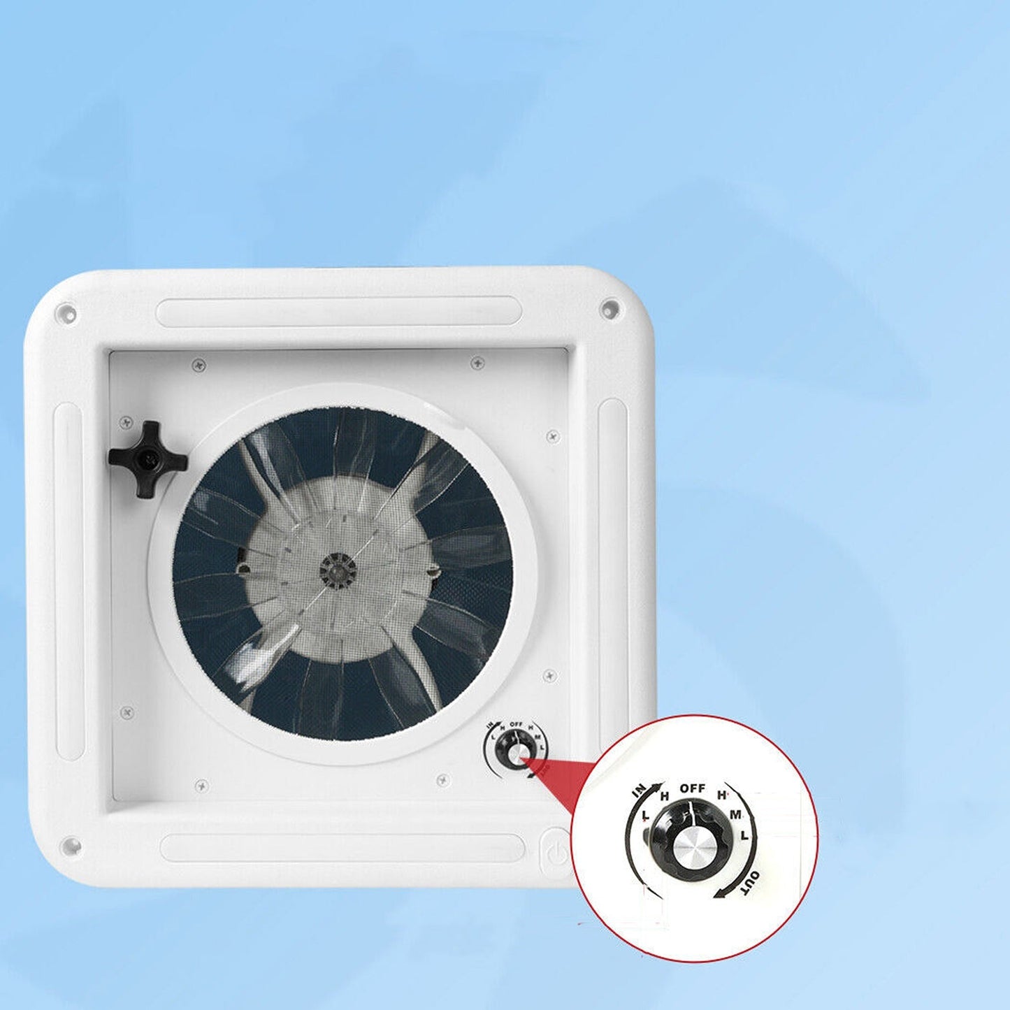 RV Caravan Roof Vent Fan with Flyscreen 12V LED Light Shower Air Hatch