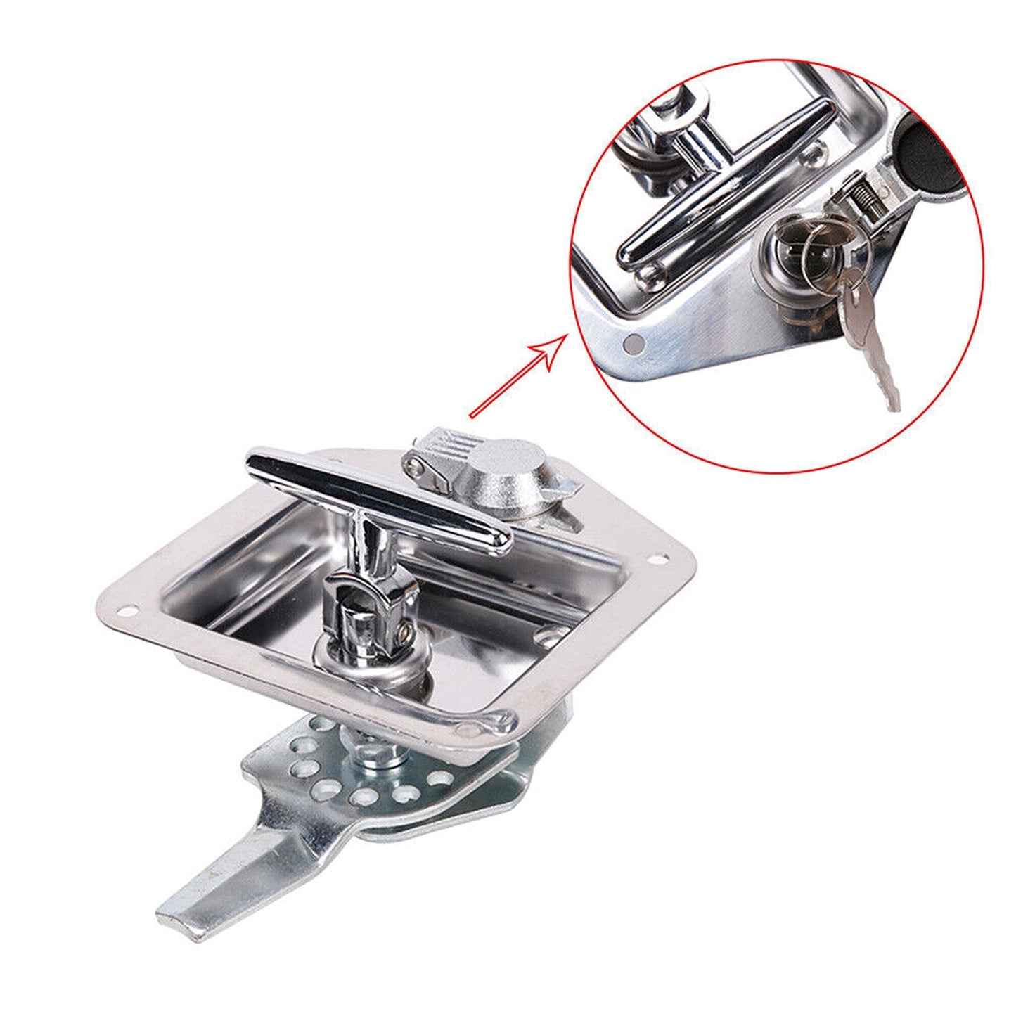 Stainless Steel Locking Handle for Trailer Tool Box - 2x Keys