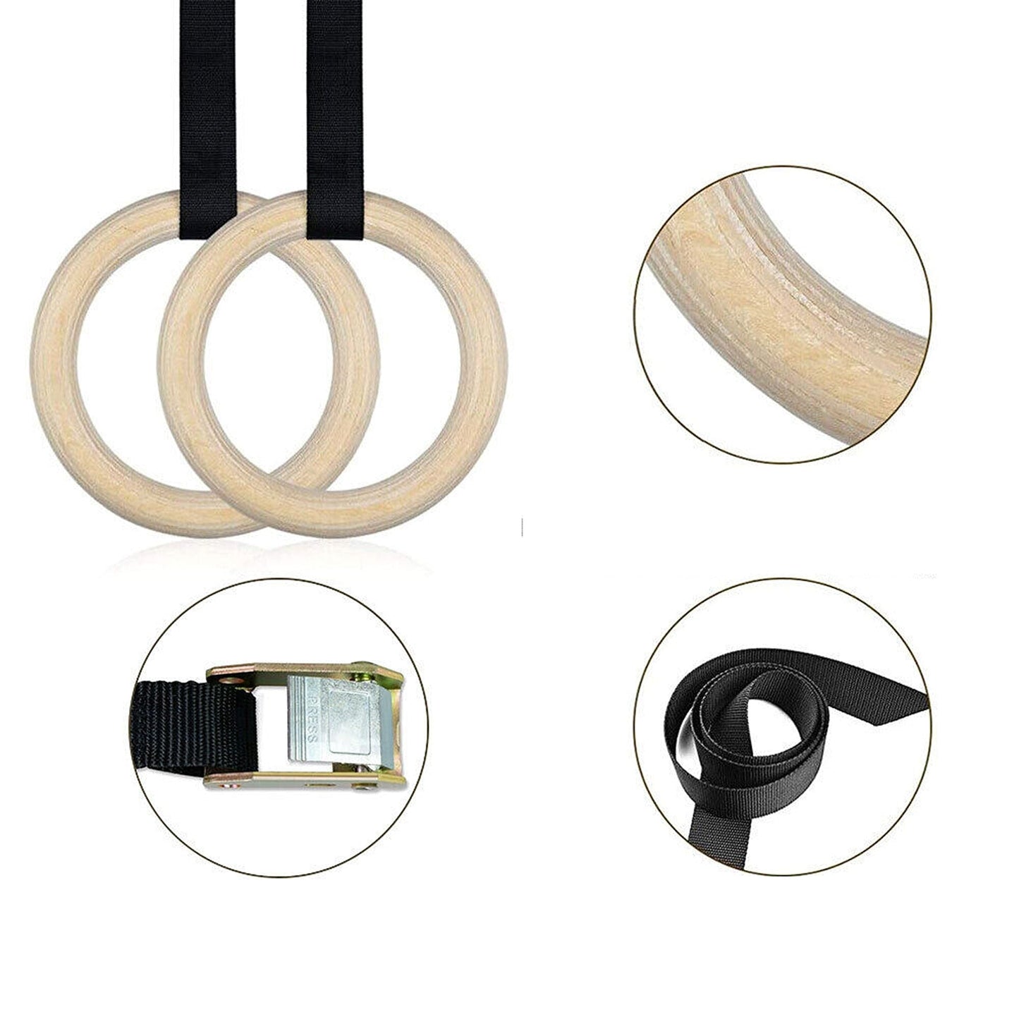 2pcs Adjustable Gymnastic Olympic Rings Set for Home Fitness