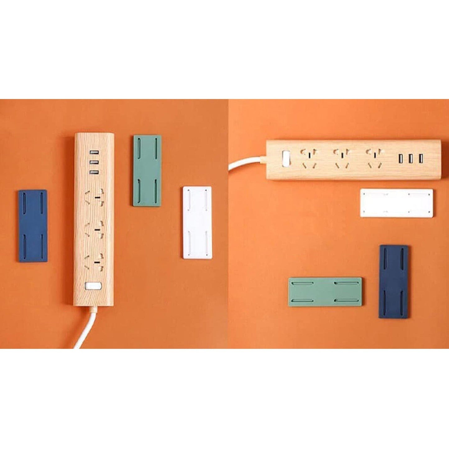 Self-Adhesive Wall-Mount Power Strip Fixer and Plug Organizer