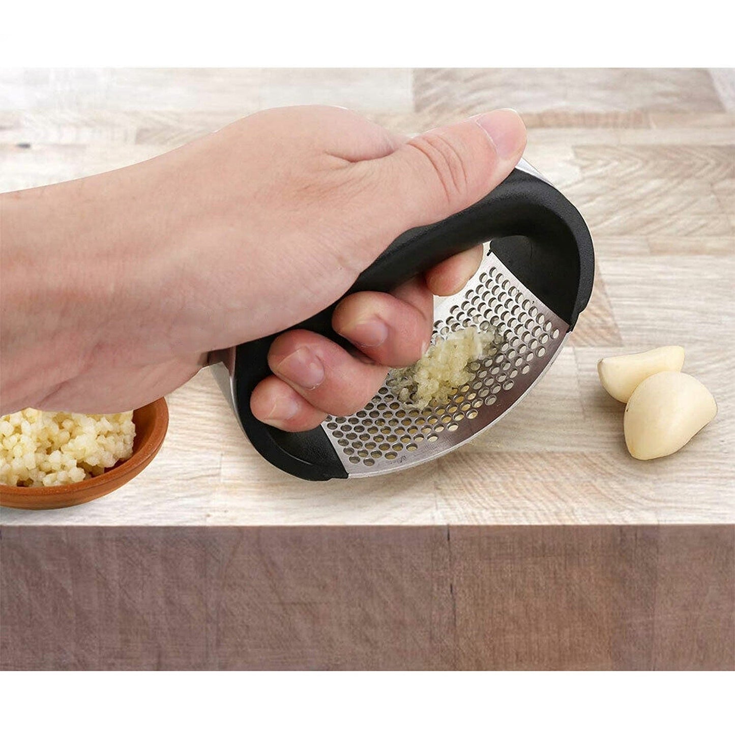 Manual Garlic Press Rocker Stainless Steel Mincer Kitchen Crusher