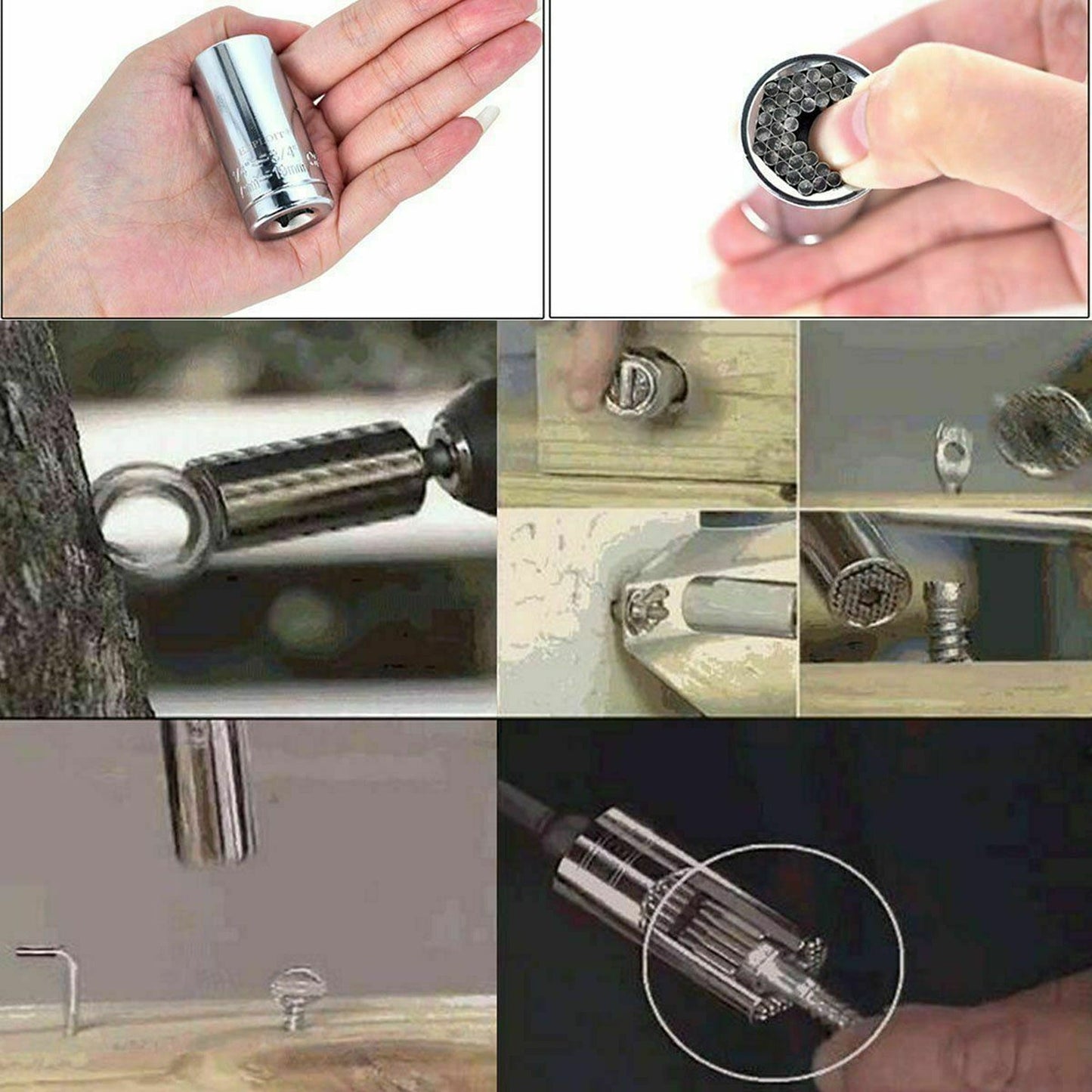 Magic Universal Socket Wrench with Gator Grip and Power Drill Adapter