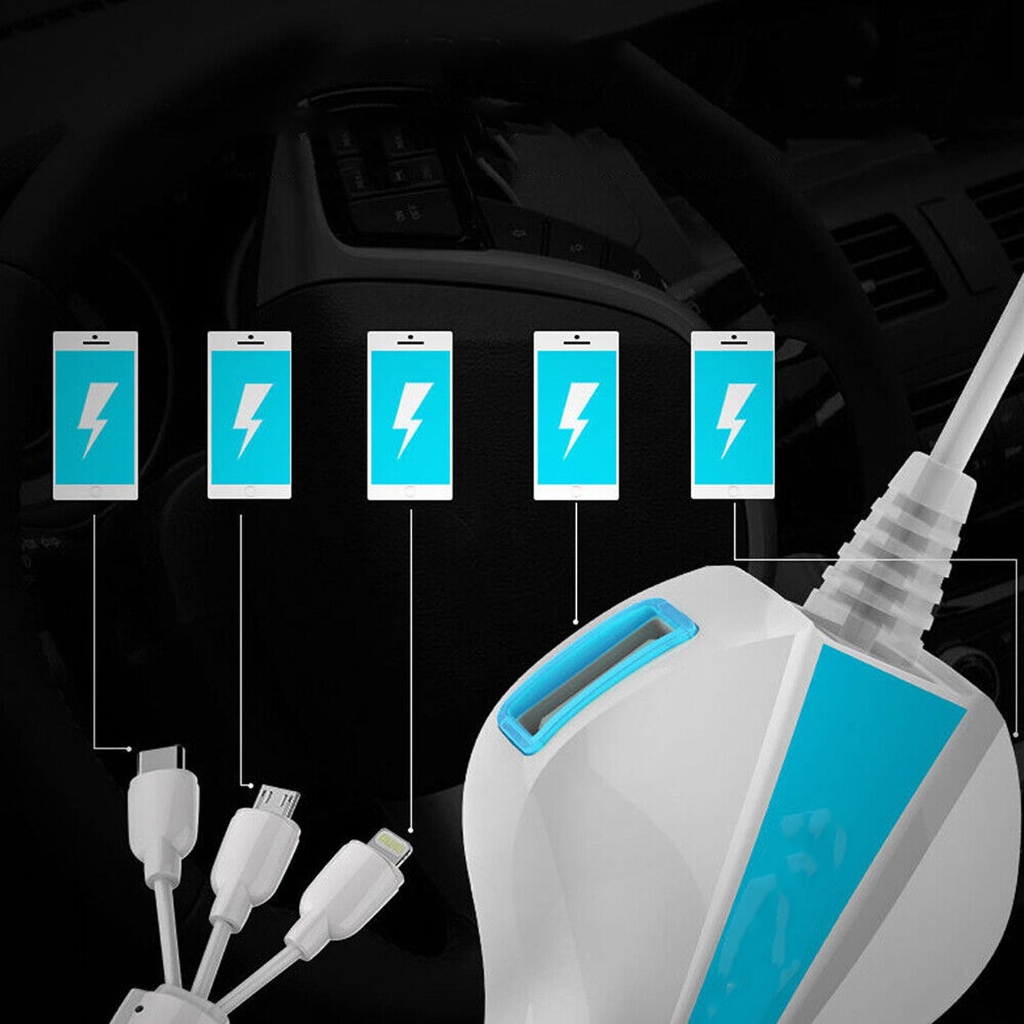 USB 3.0 Quick Charging Car Adapter for iPhone and Samsung 12V