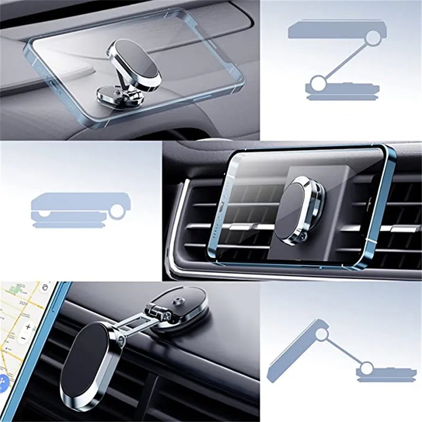 Magnetic Phone Holder Metal Folding Mount Cell Car GPS Stand