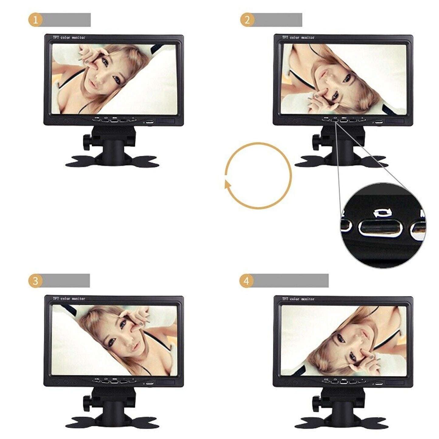 7in TFT LCD Color Rear View Car Monitor with Remote