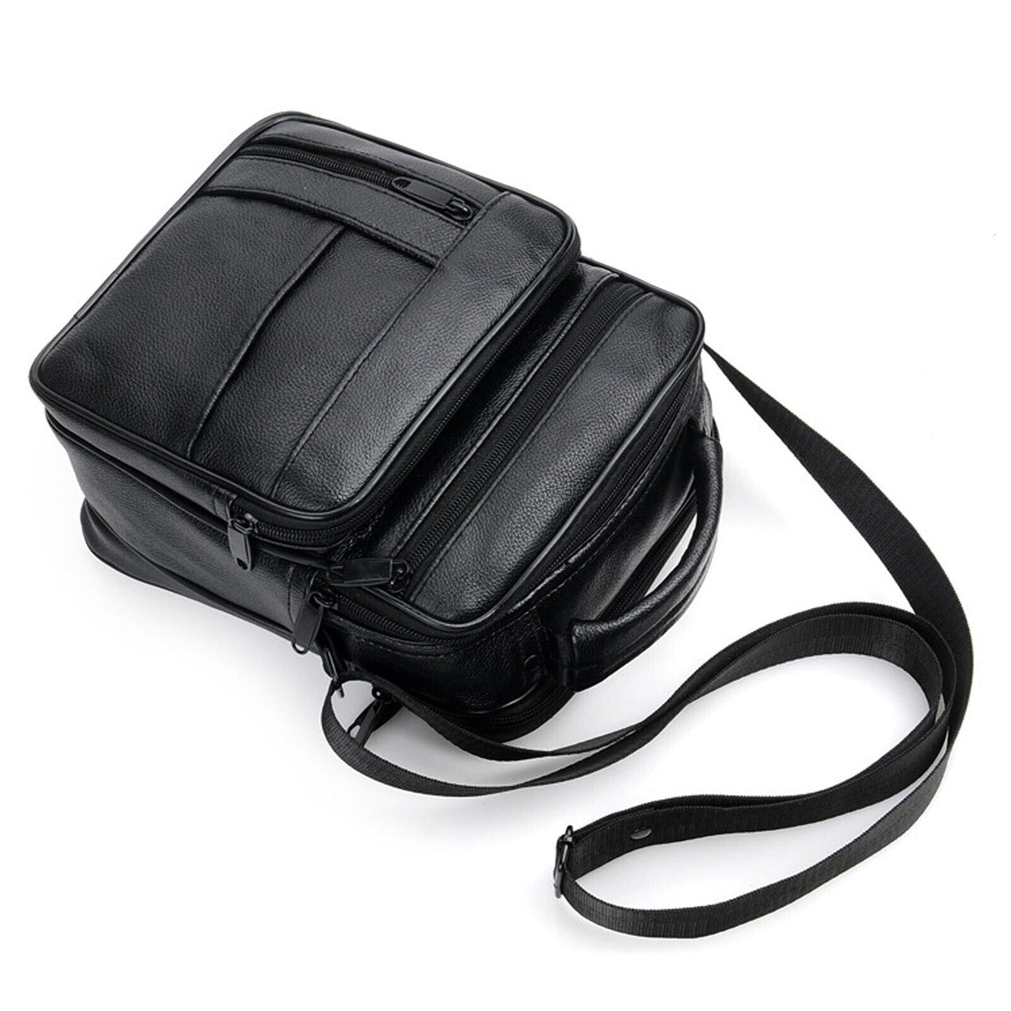 Men Genuine Leather Crossbody Bags Business Shoulder Messenger Backpack