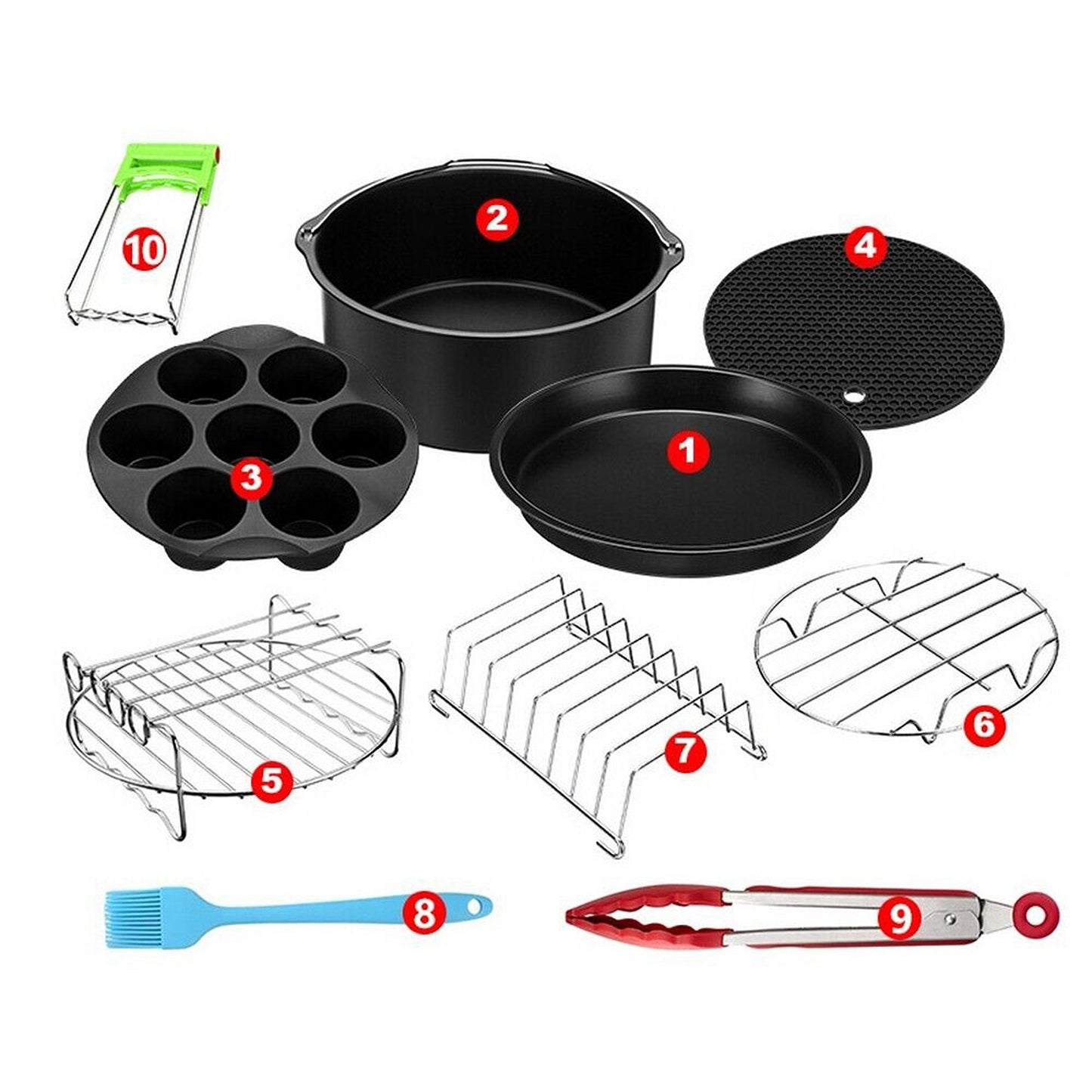 14-Piece Air Fryer Accessory Set BBQ Dish Rack and Baking Kit for 8in Fryers
