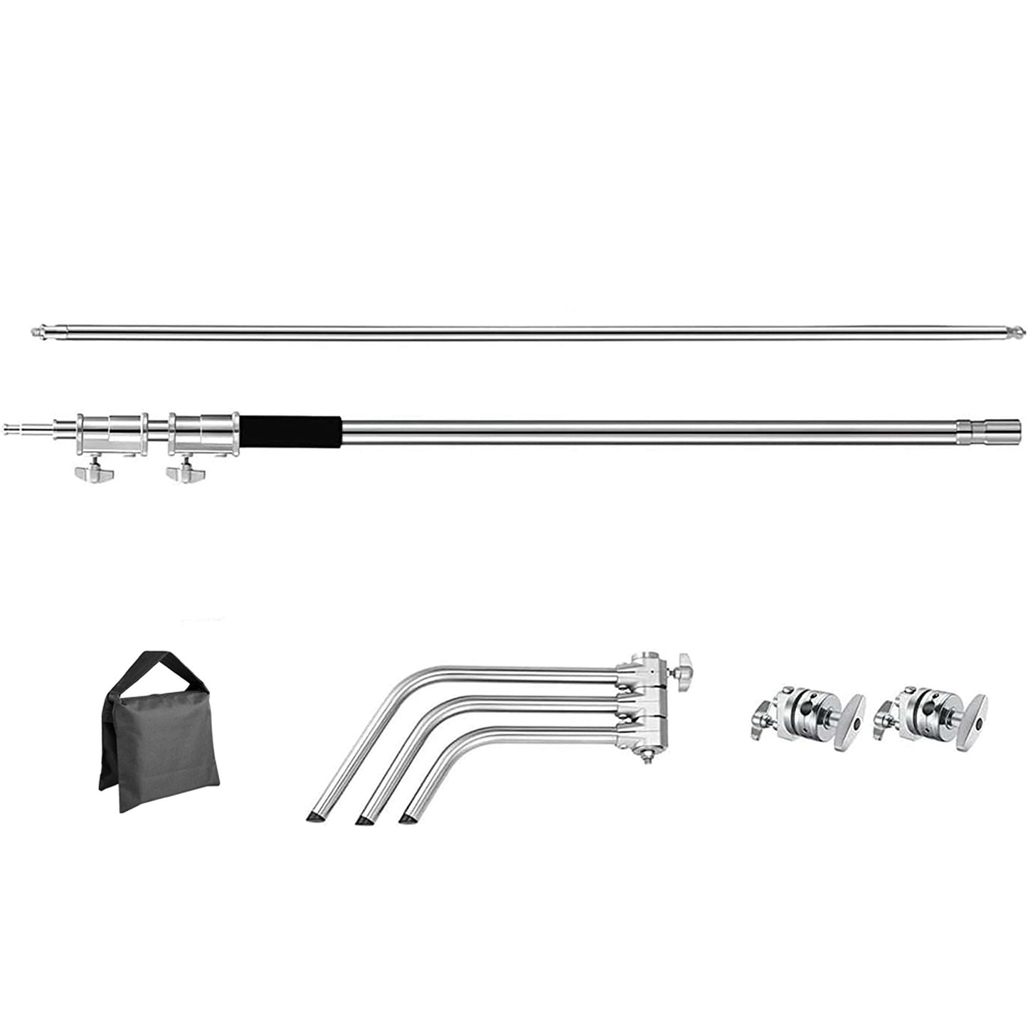 C-Stand with Boom Arm and Sandbag for Photo Studio Heavy-Duty Stainless Steel