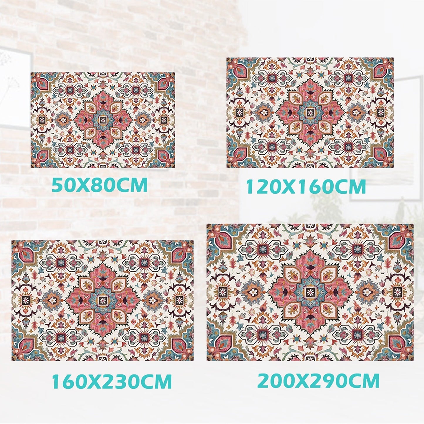 Rainbow Flower Design Large Soft Shaggy Easy Clean Area Rug