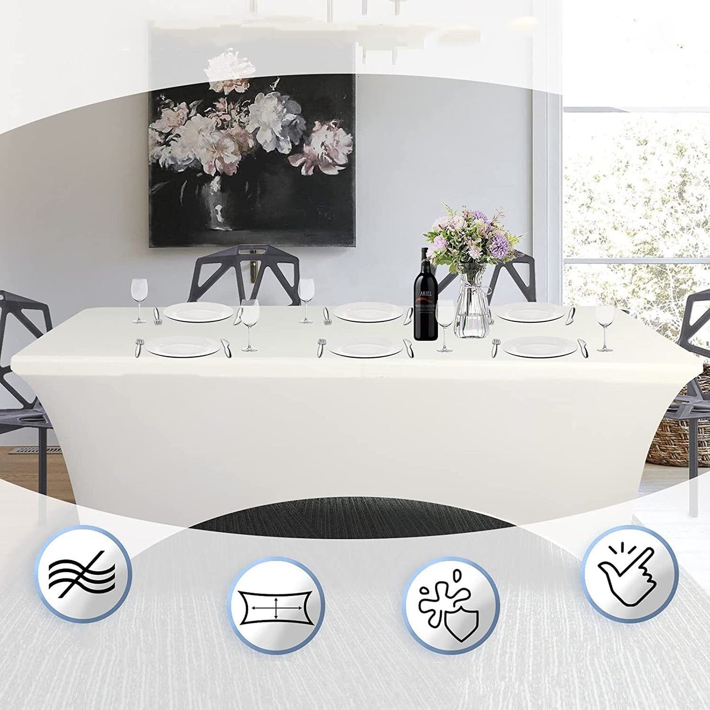 White Stretch Spandex Tablecloth for Home and Wedding