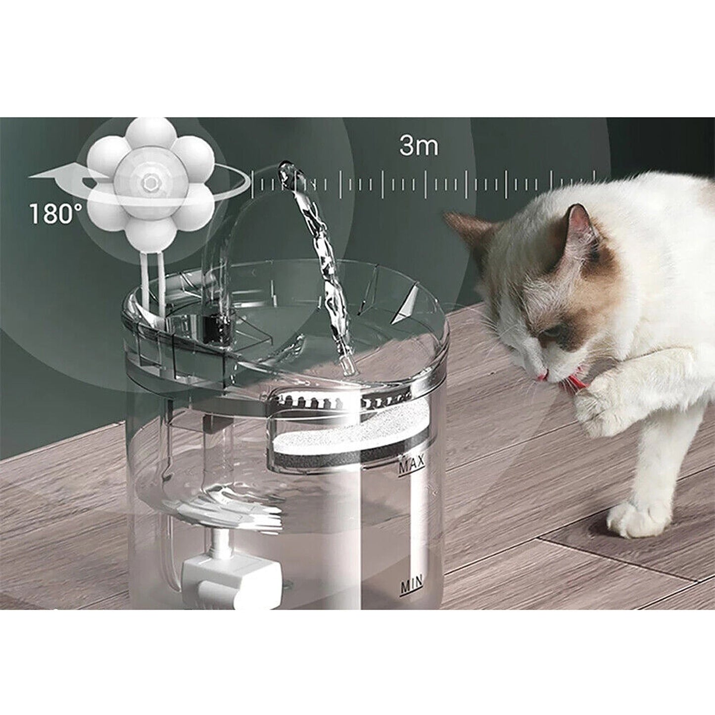 Automatic Electric 2L Pet Water Fountain Cat Dog Sensor Drink Dispenser Filter