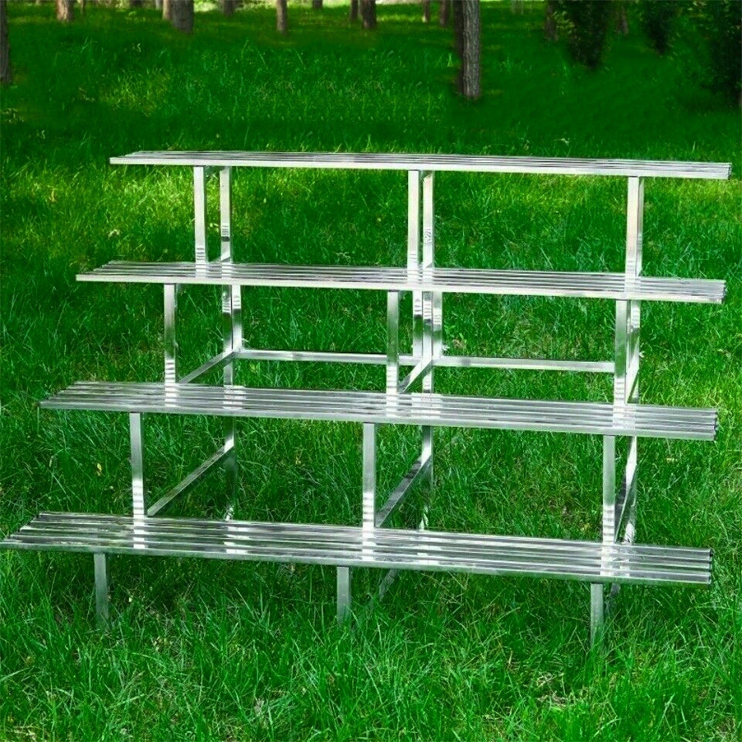 Large Stainless Steel Plant Stand Chrome Garden Pot Rack
