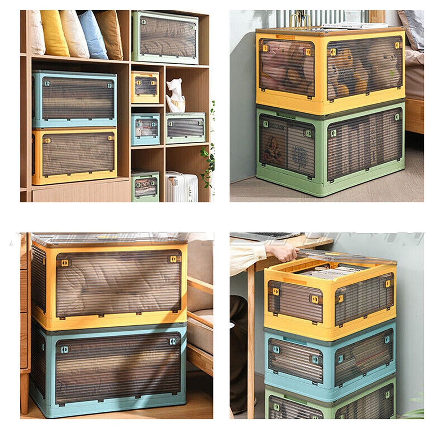 Transparent Plastic Storage Containers Stackable Organizer Box 54L