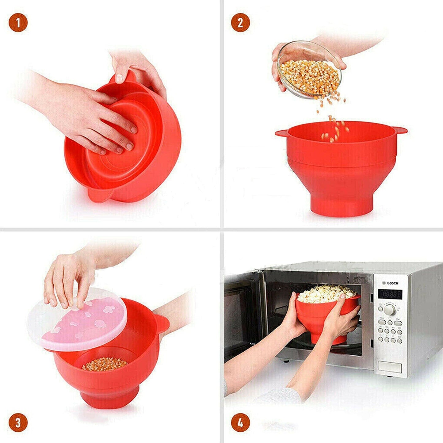 Microwave Popcorn Maker in Collapsible Silicone Bowl