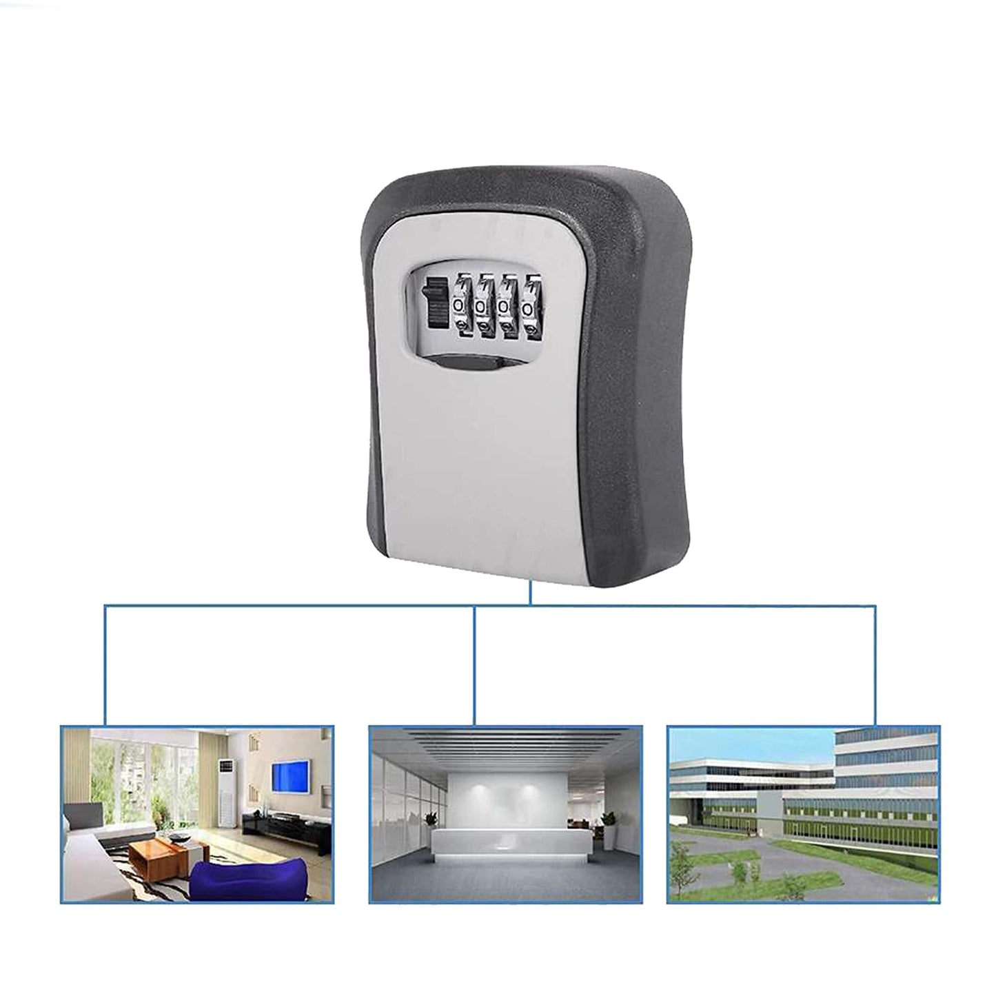 Combination Lock Safe Box 4 Digit Wall Mounted Security Storage