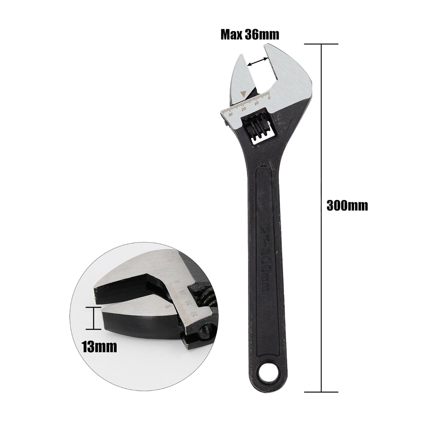 4pcs Black Coating Wide Open Jaw Adjustable Wrench Set Spanner