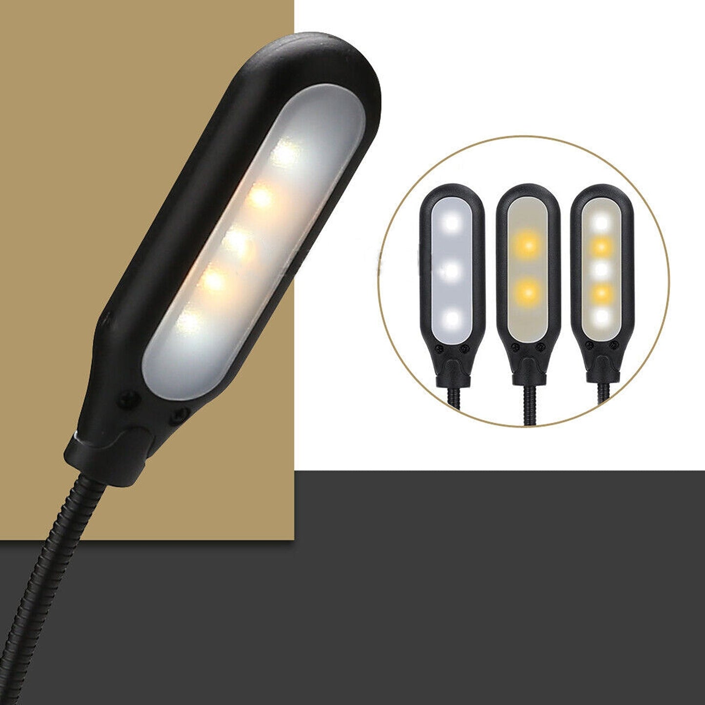 Rechargeable LED Book Light with Clip for Reading 3-Level Brightness