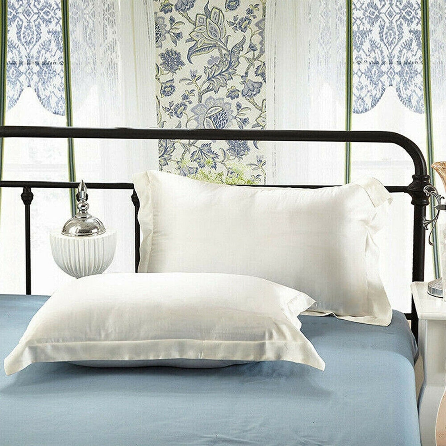 2pcs Silk Satin Bedding Pillowcases Smooth Soft Standard Cover
