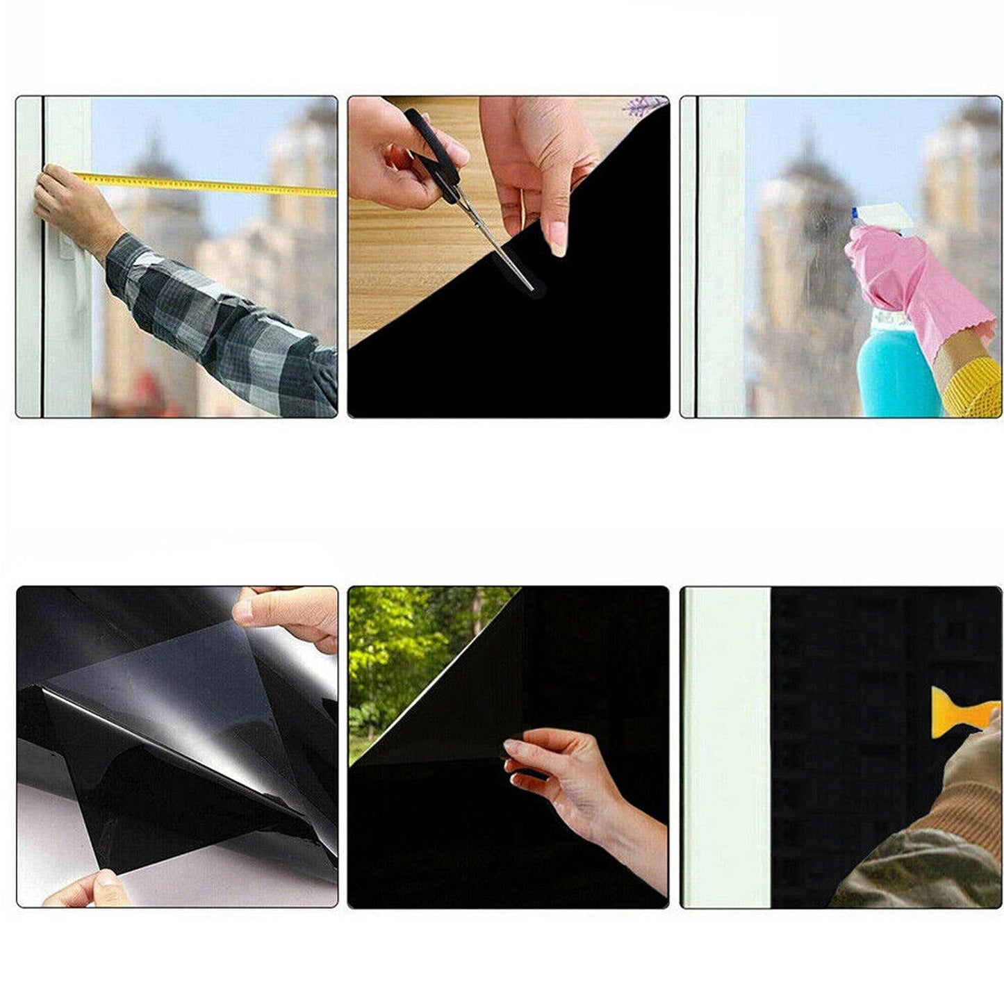 33ft Reusable Black UV Protection Privacy Window Film