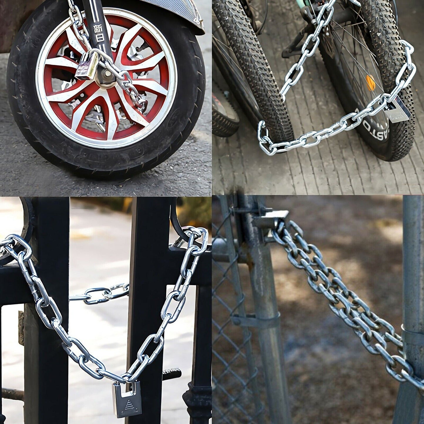 5mm×80cm Heavy Duty Bike Chain Lock with Keyed Padlock for Security