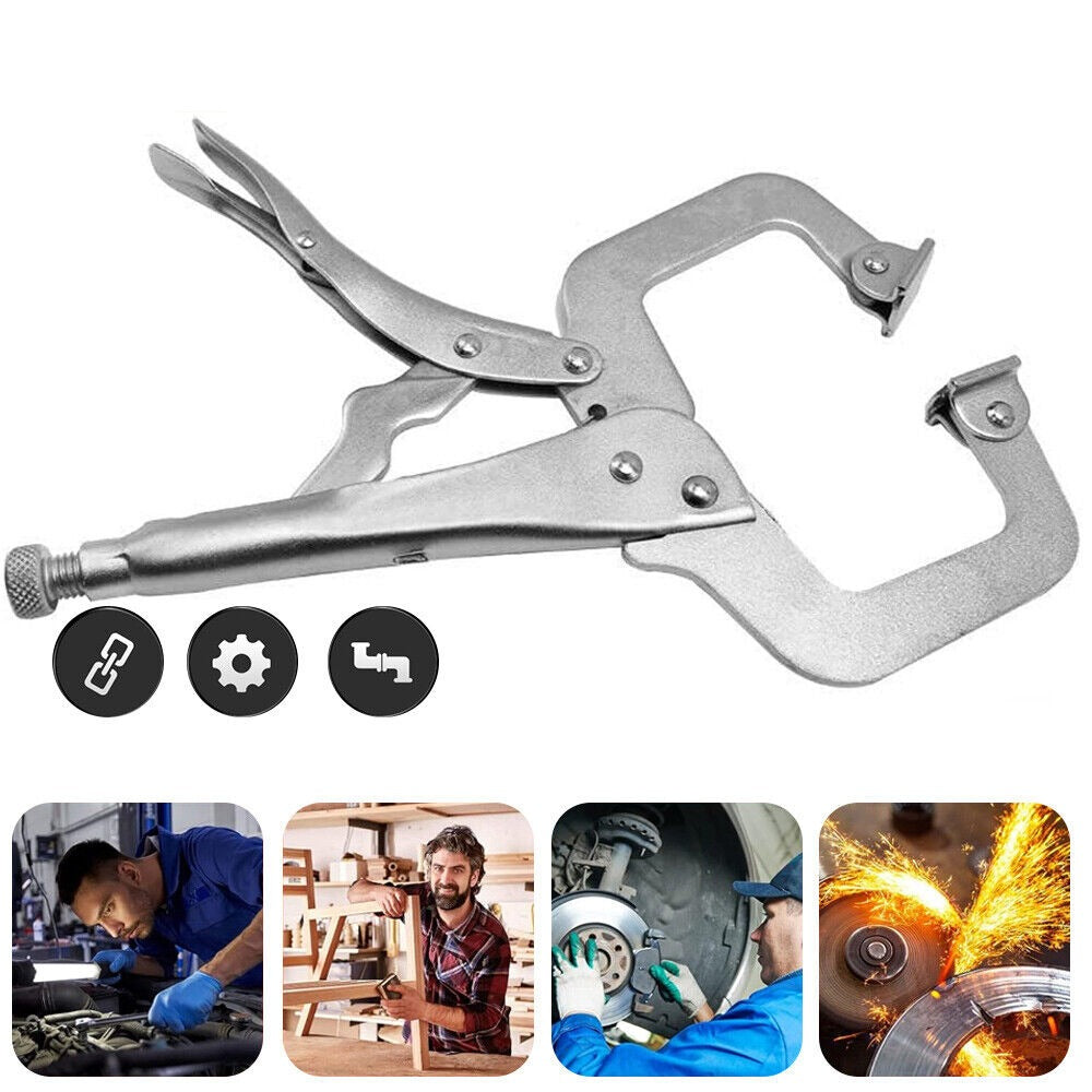 4pcs Heavy Duty 11in Steel C-Clamp Locking Welding Pliers