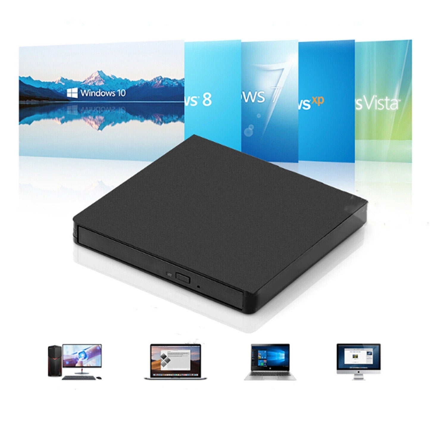 External USB Drive Portable CD RW DVD ROM Burner and Reader