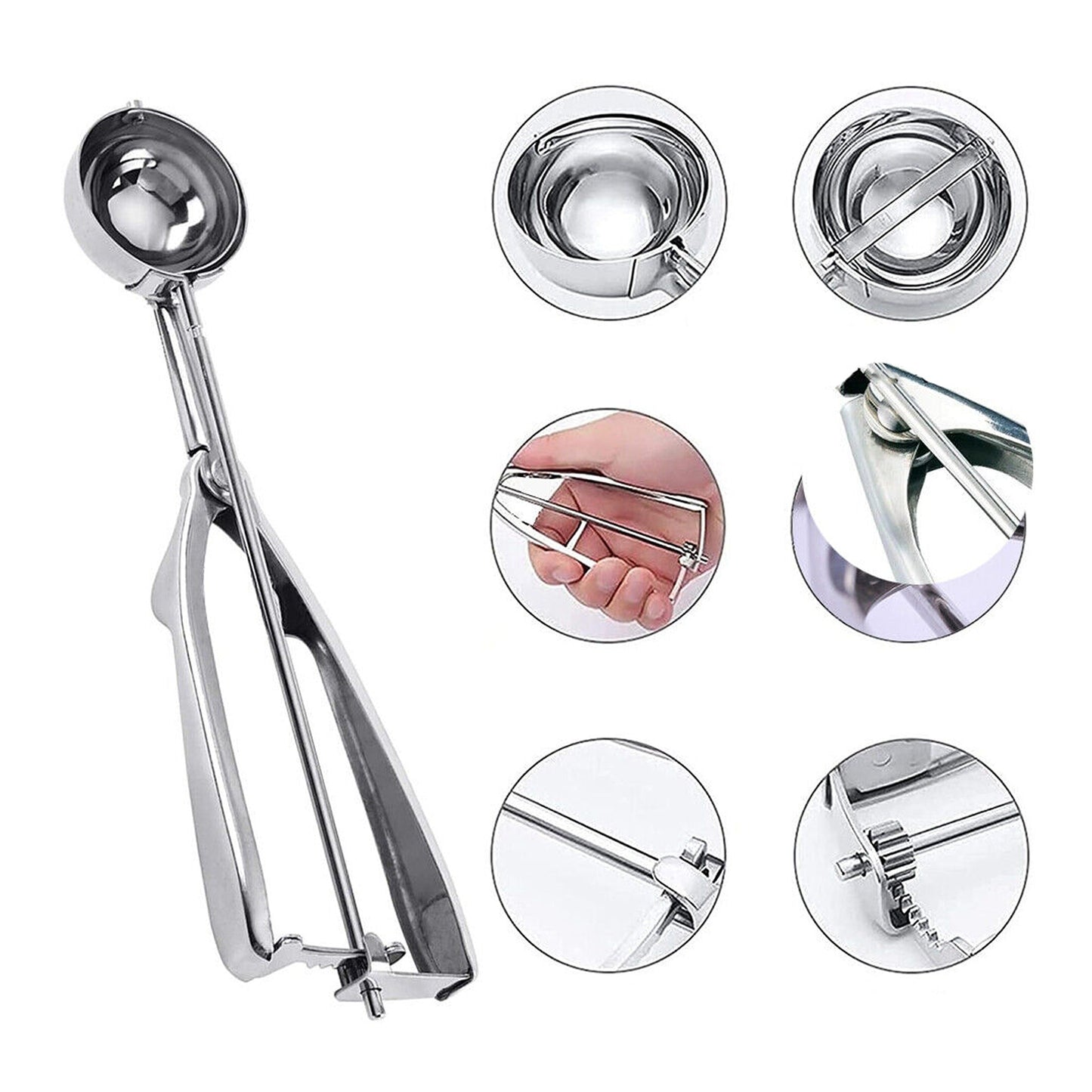 3-Piece Ice Cream Scoop and Melon Baller Set Stainless Steel