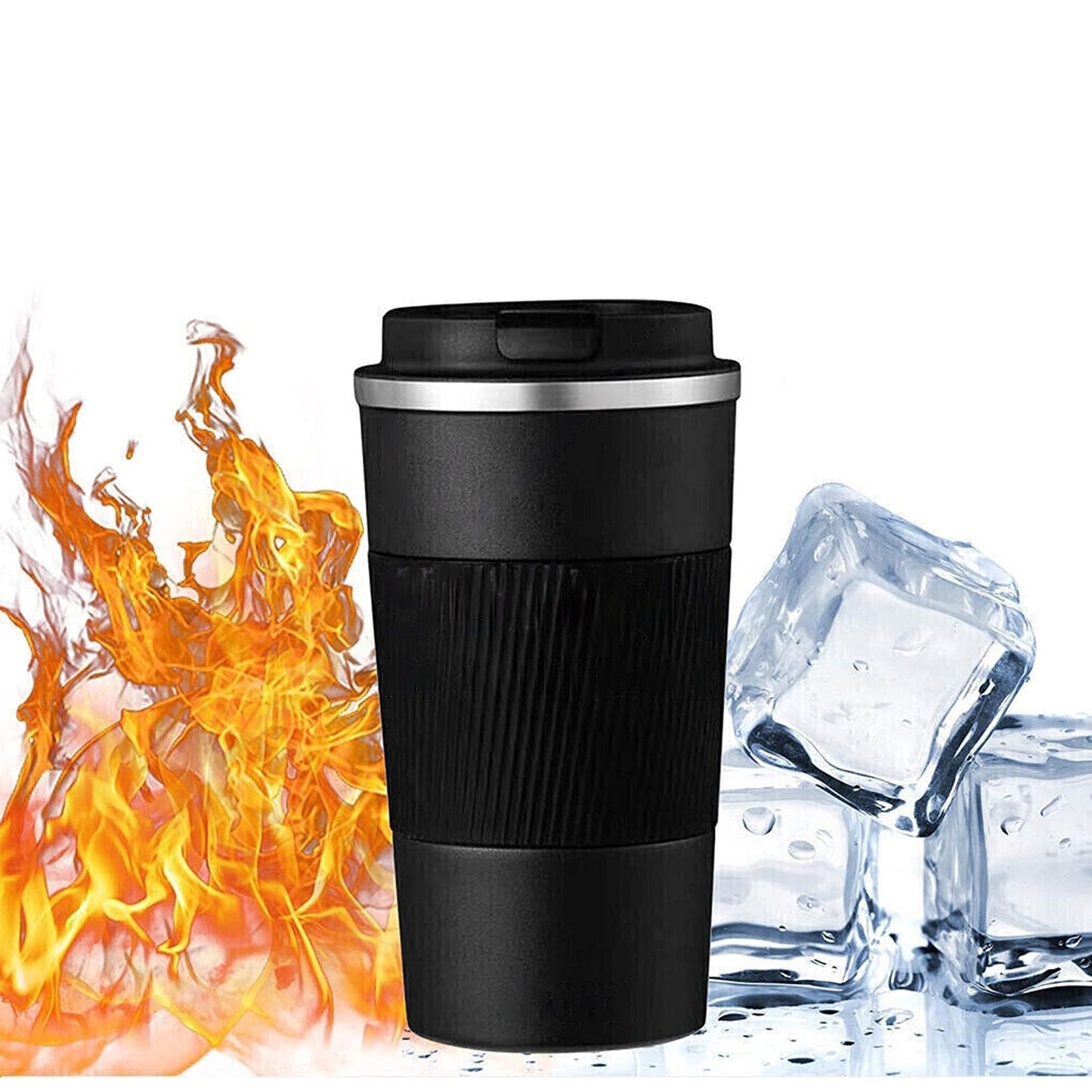 Black Leakproof Insulated Coffee Mug Stainless Steel Double Wall Travel Cup