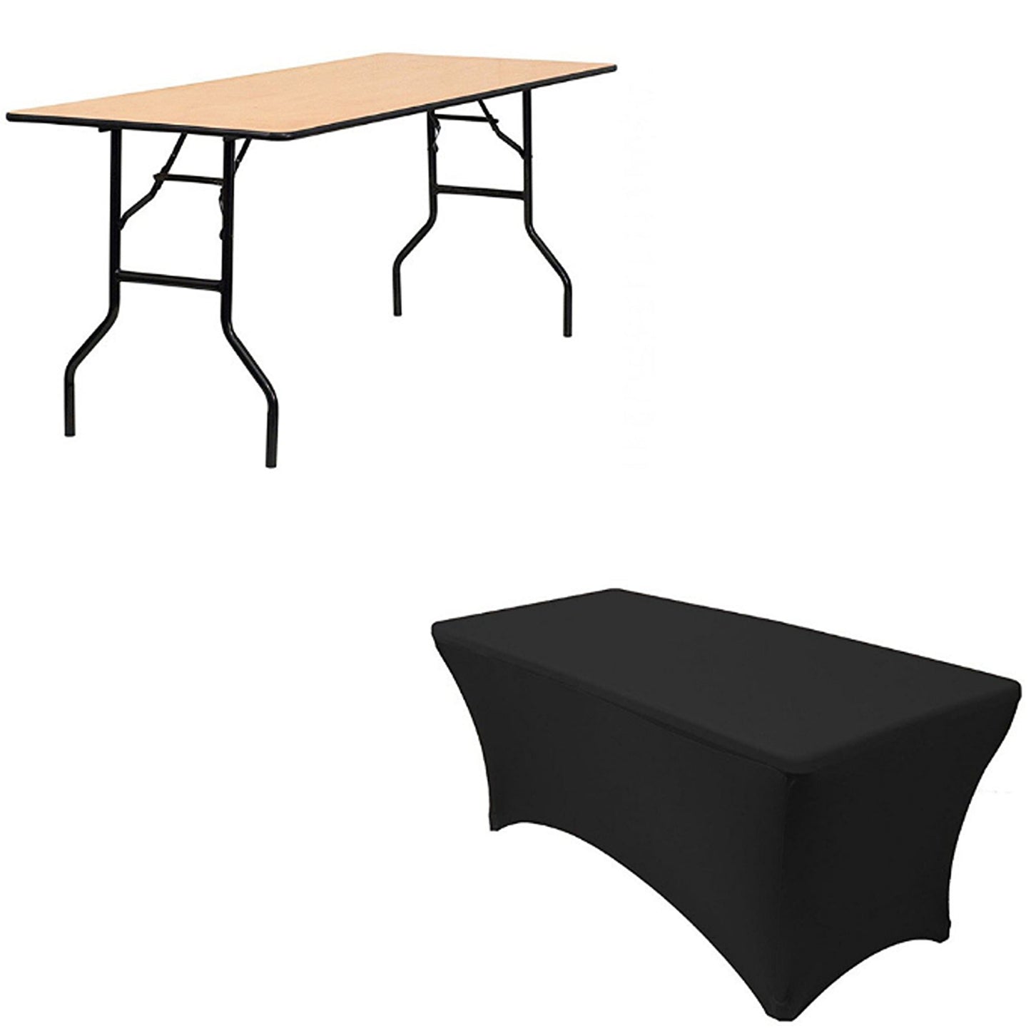 Black Stretch Spandex Tablecloth Rectangle Table Cover for Events