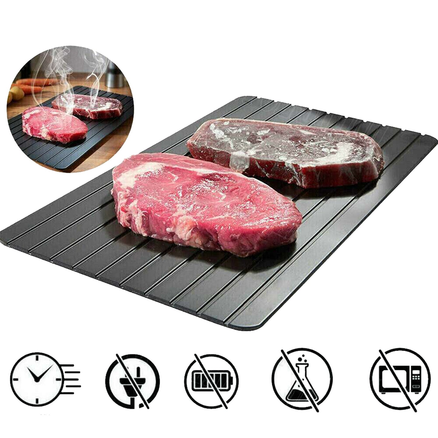 Metal Thawing Plate for Fast Defrosting of Frozen Foods Magic Kitchen Tray
